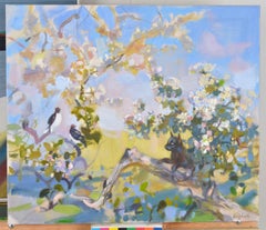 En el manzano. 2025. Lienzo, óleo. 60 x 70 cm. Firmado.