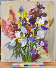 Irises. 2024. Canvas, oil, 40x35 cm. Signed.