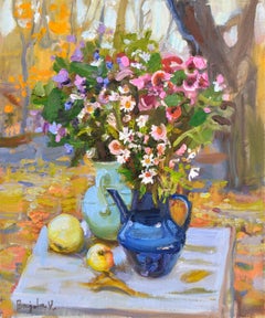 September. Flowers. 2025. Canvas, cardboard, oil. 30x25 cm.