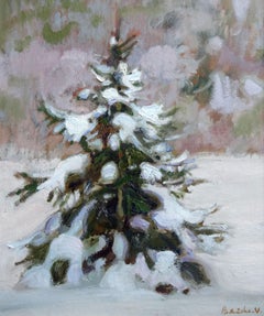 Spruce. 2010, cardboard, oil, 24x34 cm