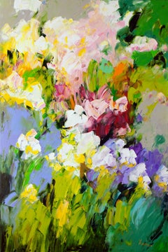 Flowers - modern impressionism expressionism oil painting original artwork flora