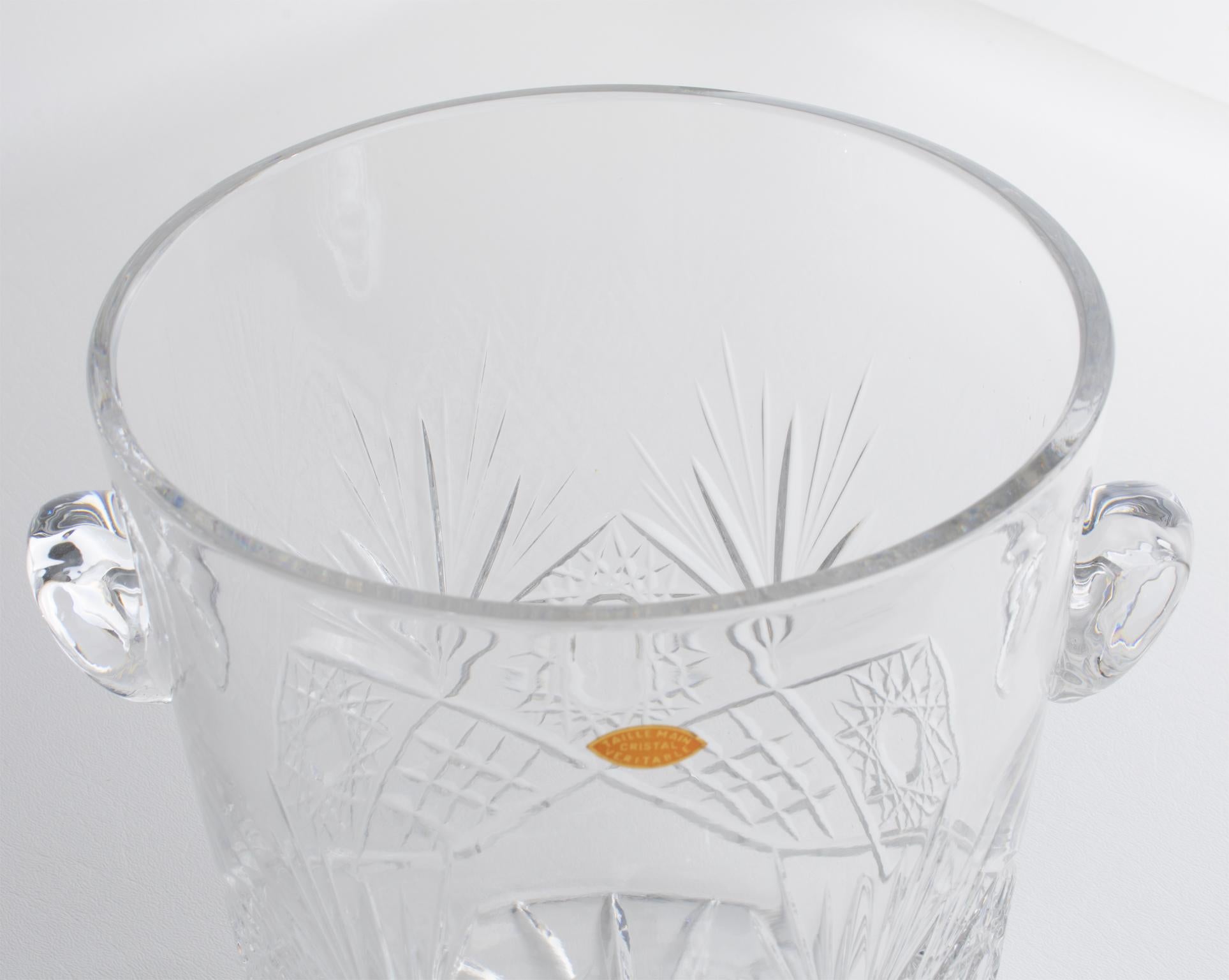Valery Klein for Baccarat Bertrichamps Cut Crystal Champagne Ice Bucket Cooler For Sale 5