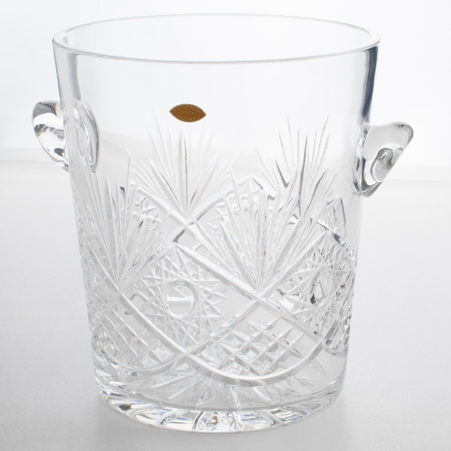 Art Deco Valery Klein for Baccarat Bertrichamps Cut Crystal Champagne Ice Bucket Cooler For Sale