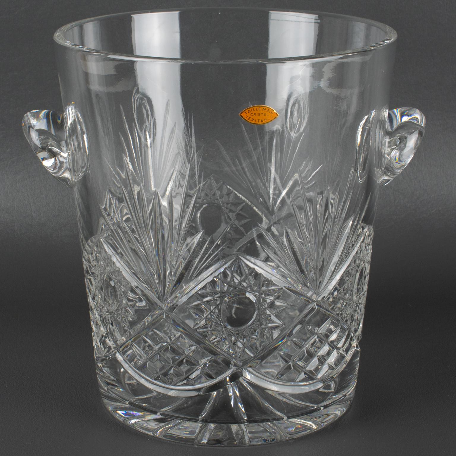 French Valery Klein for Baccarat Bertrichamps Cut Crystal Champagne Ice Bucket Cooler For Sale