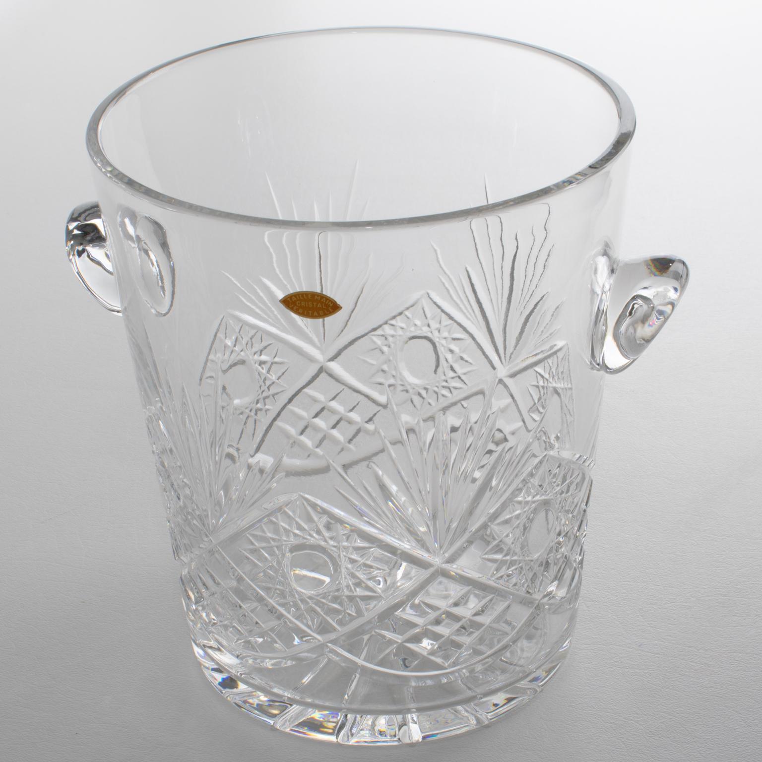 Valery Klein for Baccarat Bertrichamps Cut Crystal Champagne Ice Bucket Cooler In Excellent Condition For Sale In Atlanta, GA