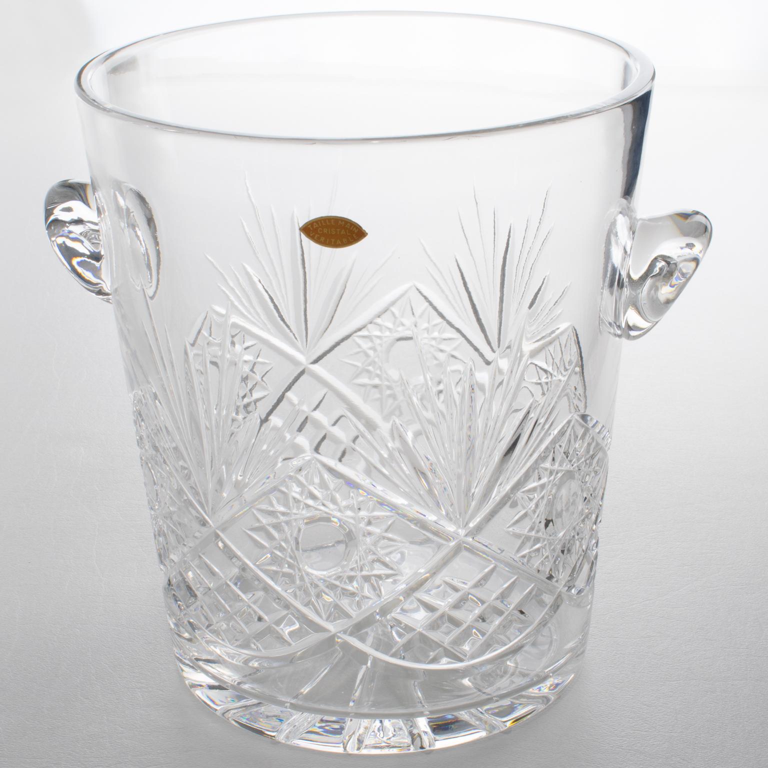 Late 20th Century Valery Klein for Baccarat Bertrichamps Cut Crystal Champagne Ice Bucket Cooler For Sale