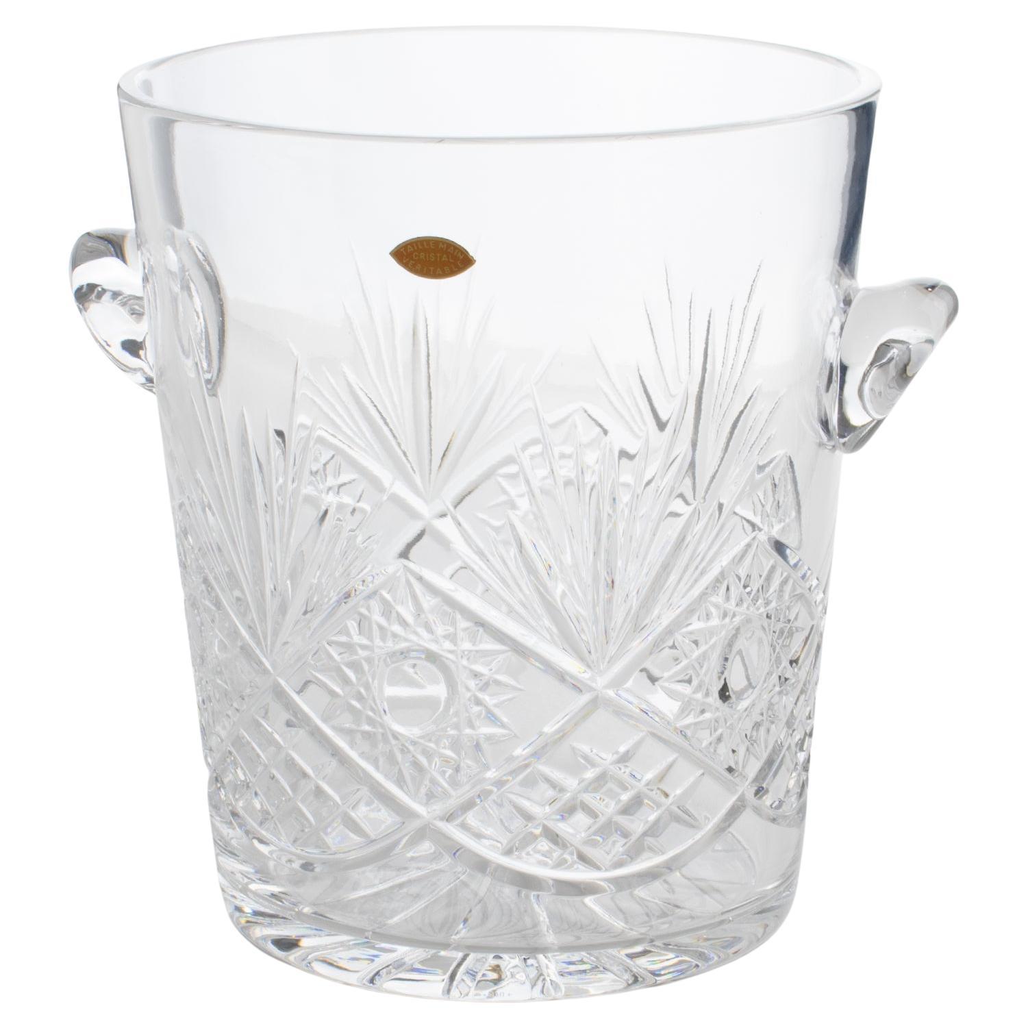 Valery Klein for Baccarat Bertrichamps Cut Crystal Champagne Ice Bucket Cooler For Sale
