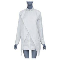 VALERY KOVALSKA striped cotton asymmetric crossover layer tuxedo shirt XS