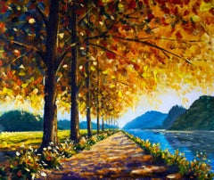 Sunny road near the sea, Painting, Acrylic on Canvas