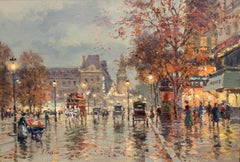 Vintage Paris by night. Oil on canvas, 38х55 сm