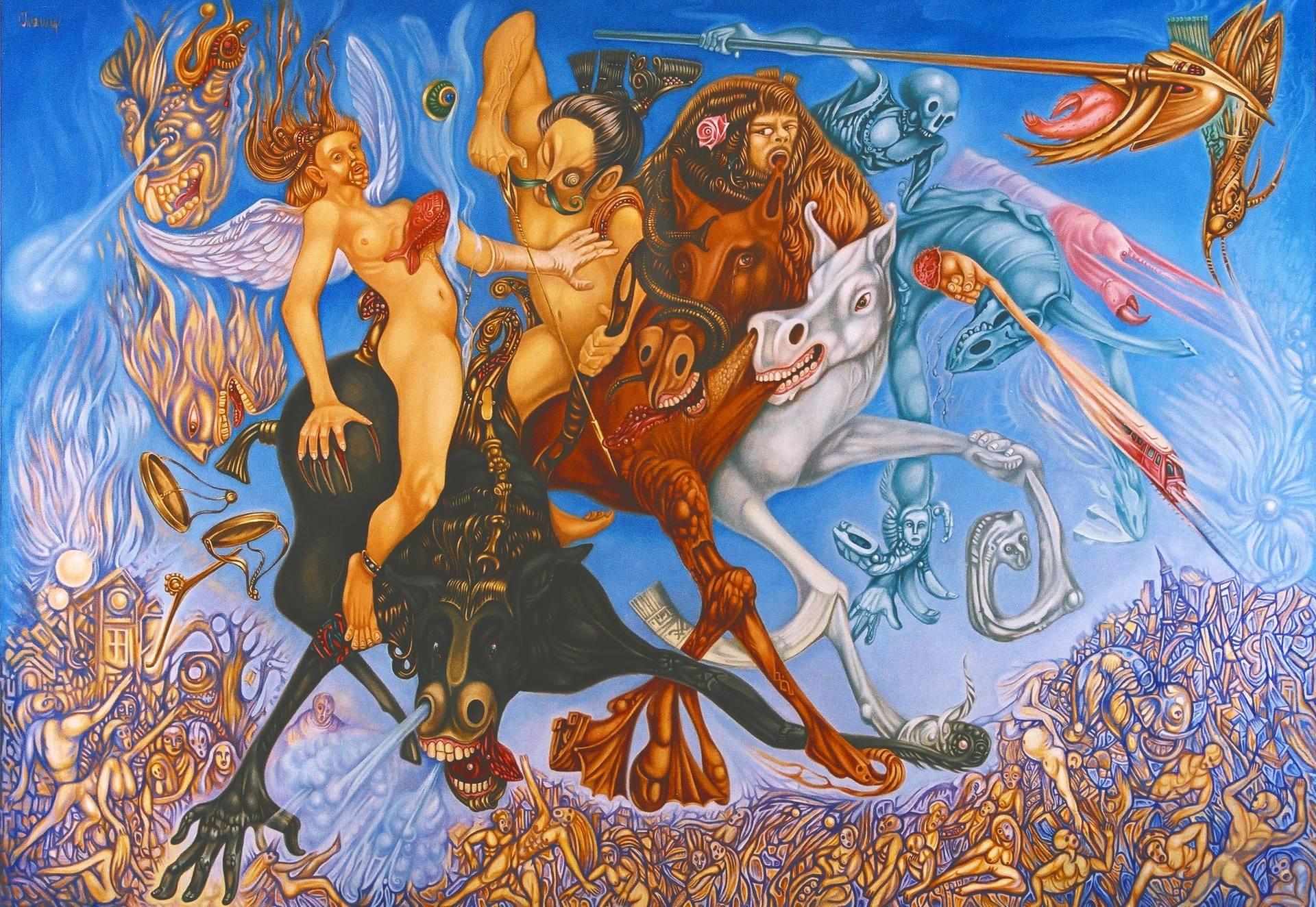 Nude Painting di Valery Tatar - "Apocalisse, quattro cavalieri"
