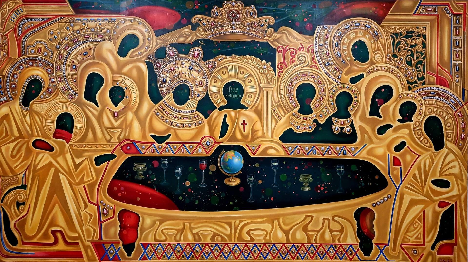 Valery Tatar Figurative Painting - "Free from religion"