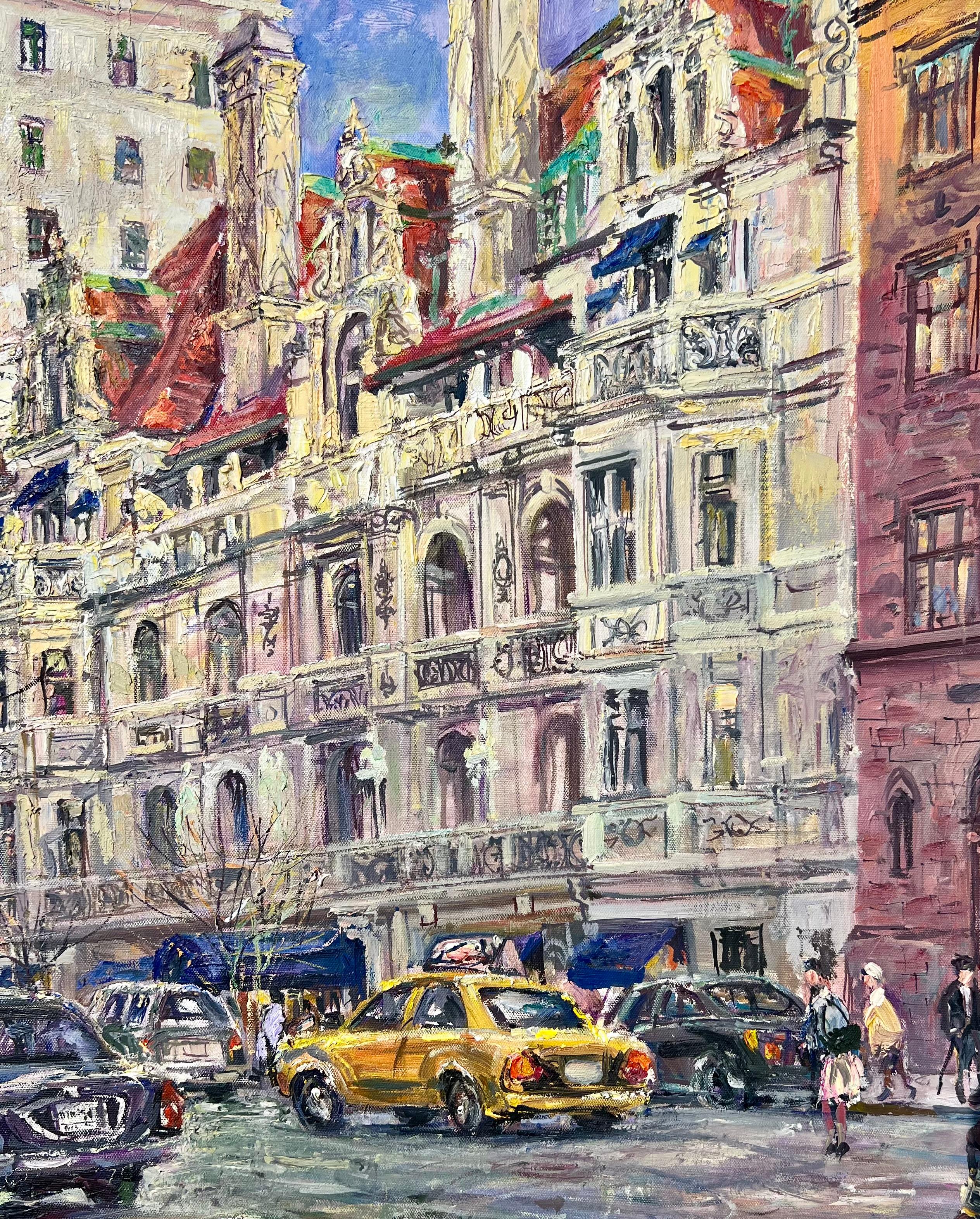 Une journée ensoleillée à New York - Beige Landscape Painting par Valery Tsarikovsky