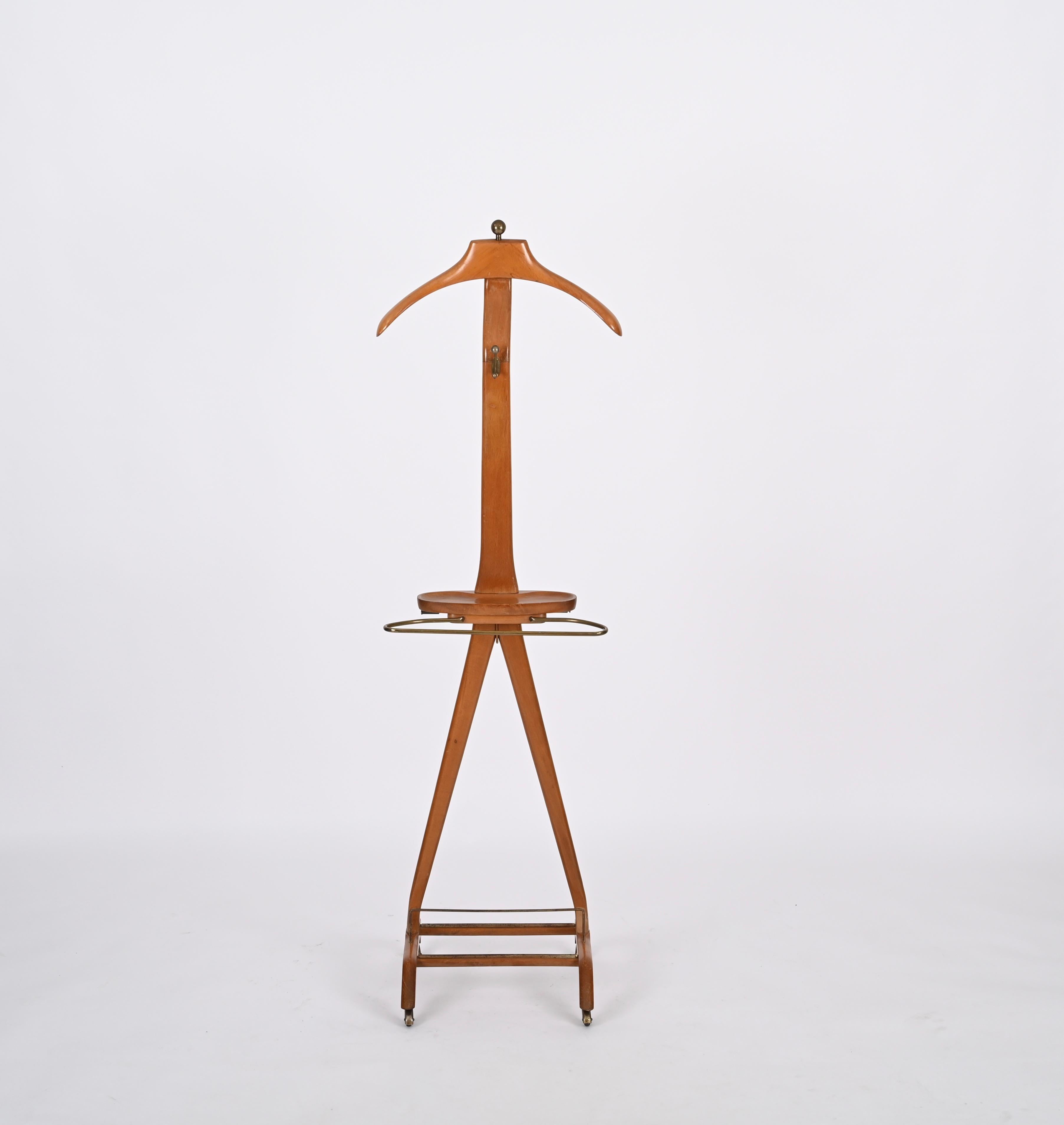 Mid-Century Modern Valet in Beech and Brass by Ico Parisi for Fratelli Reguitti, Italy, 1960s