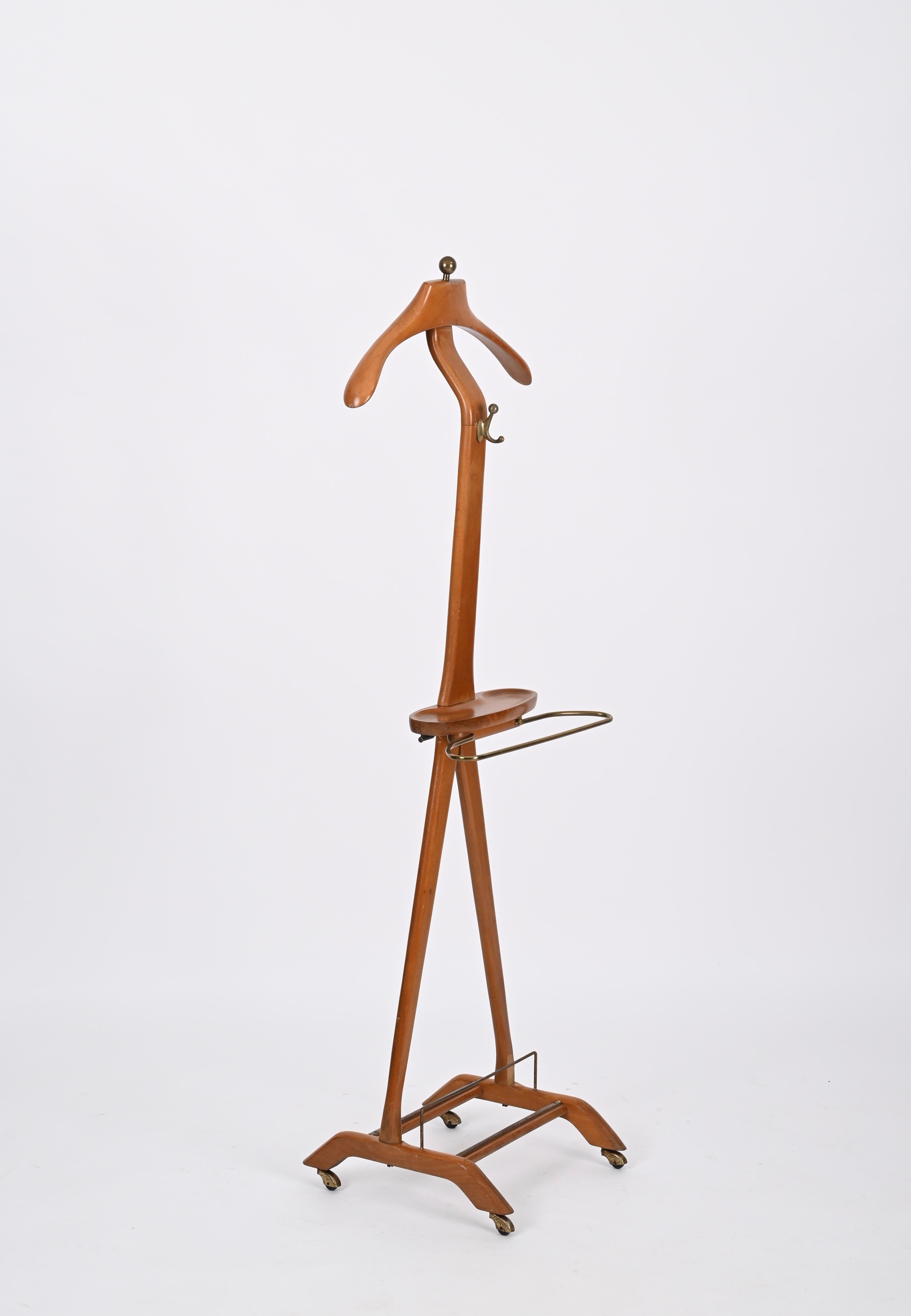 Italian Valet in Beech and Brass by Ico Parisi for Fratelli Reguitti, Italy, 1960s