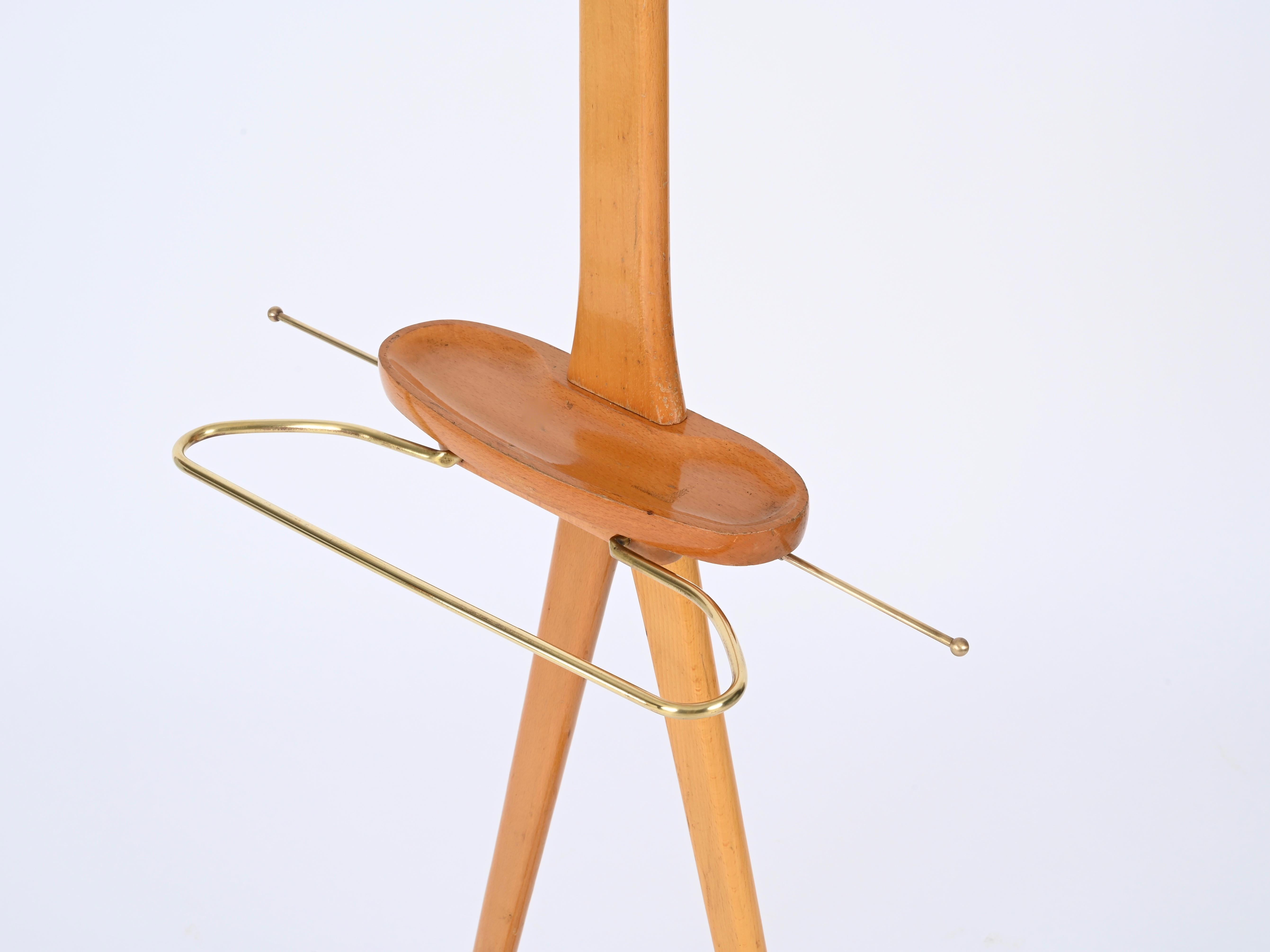 Italian Valet in Beech and Brass by Ico Parisi for Fratelli Reguitti, Italy, 1960s For Sale