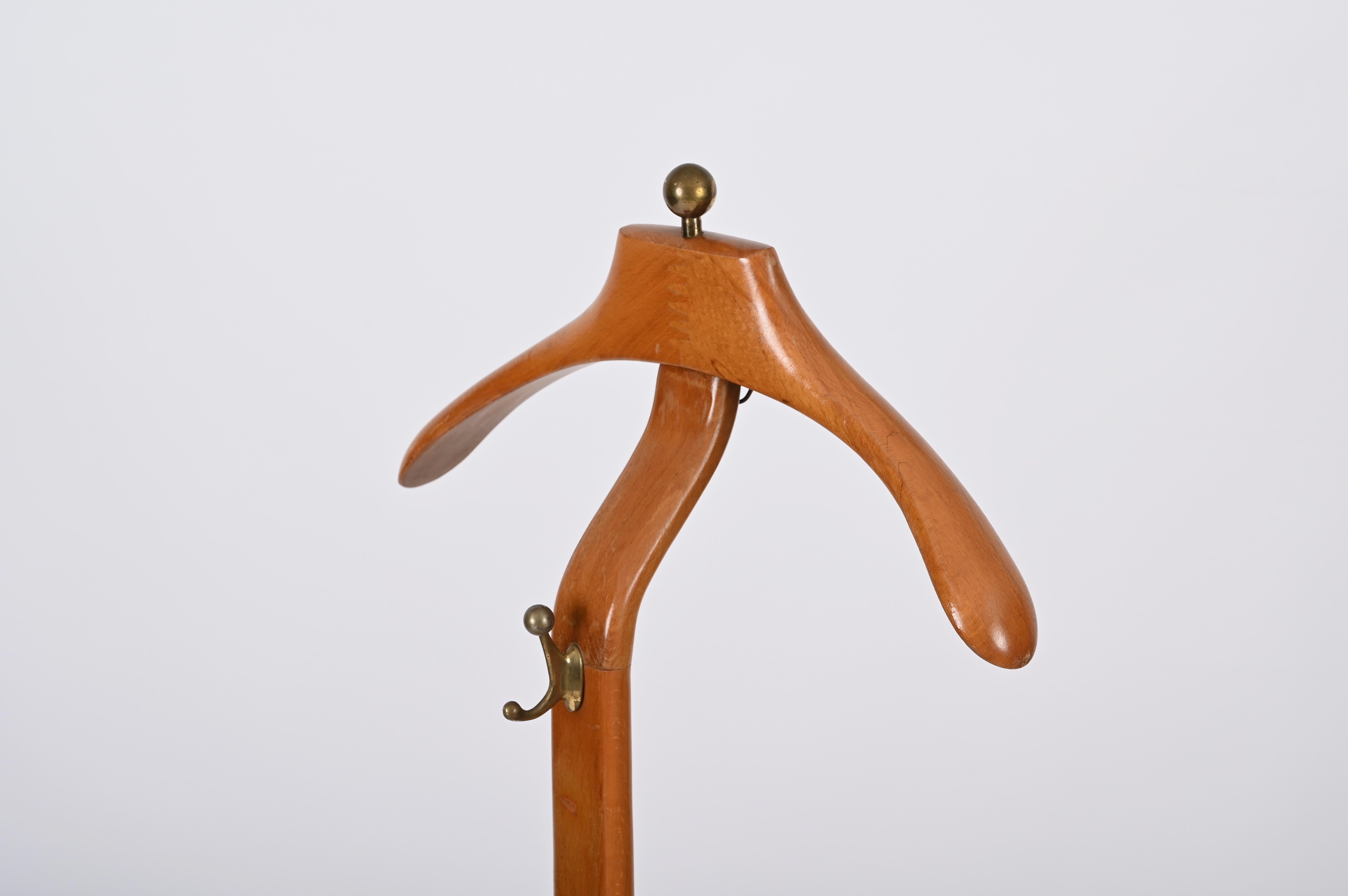 Hand-Crafted Valet in Beech and Brass by Ico Parisi for Fratelli Reguitti, Italy, 1960s