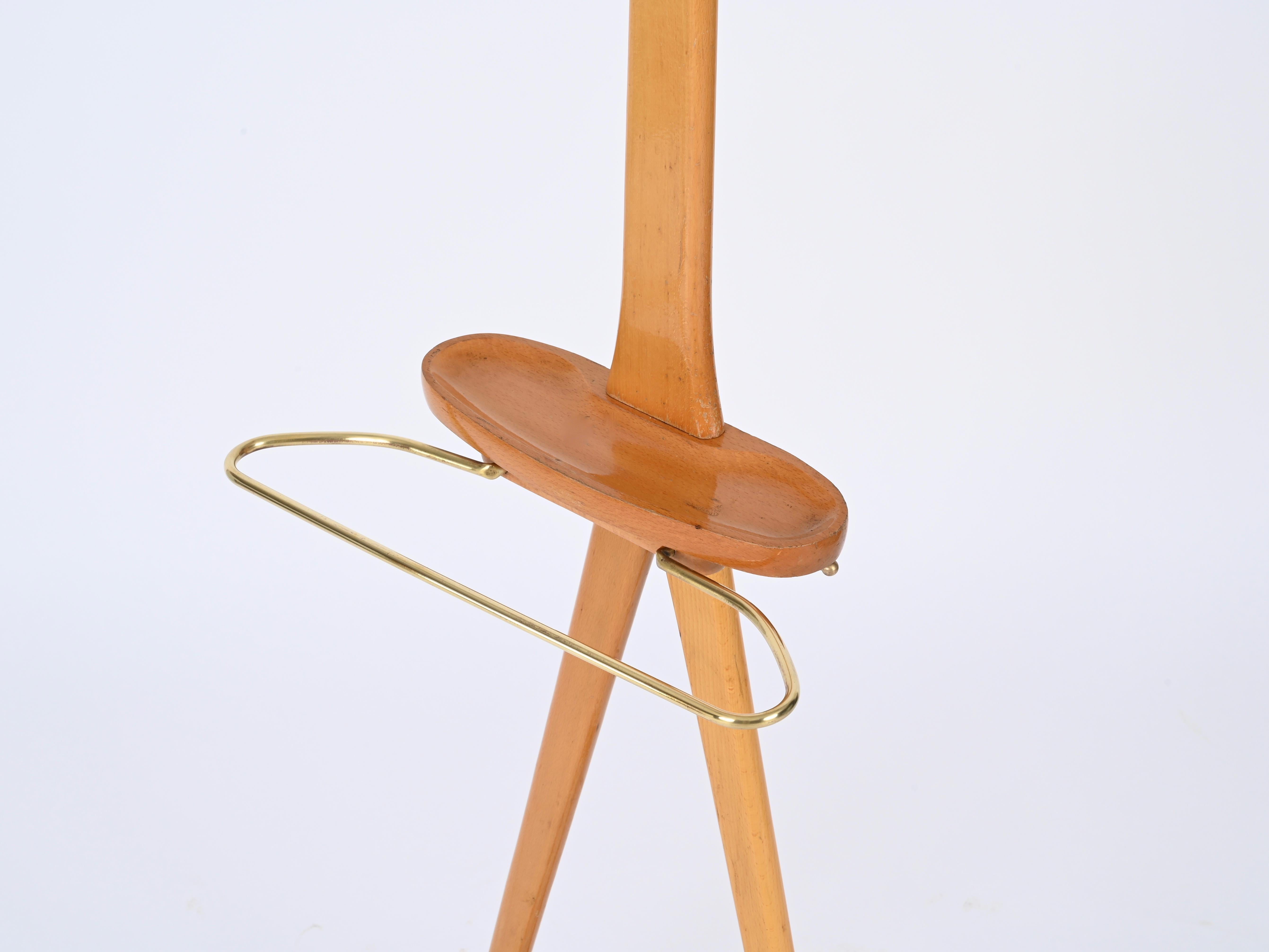 Hand-Crafted Valet in Beech and Brass by Ico Parisi for Fratelli Reguitti, Italy, 1960s For Sale