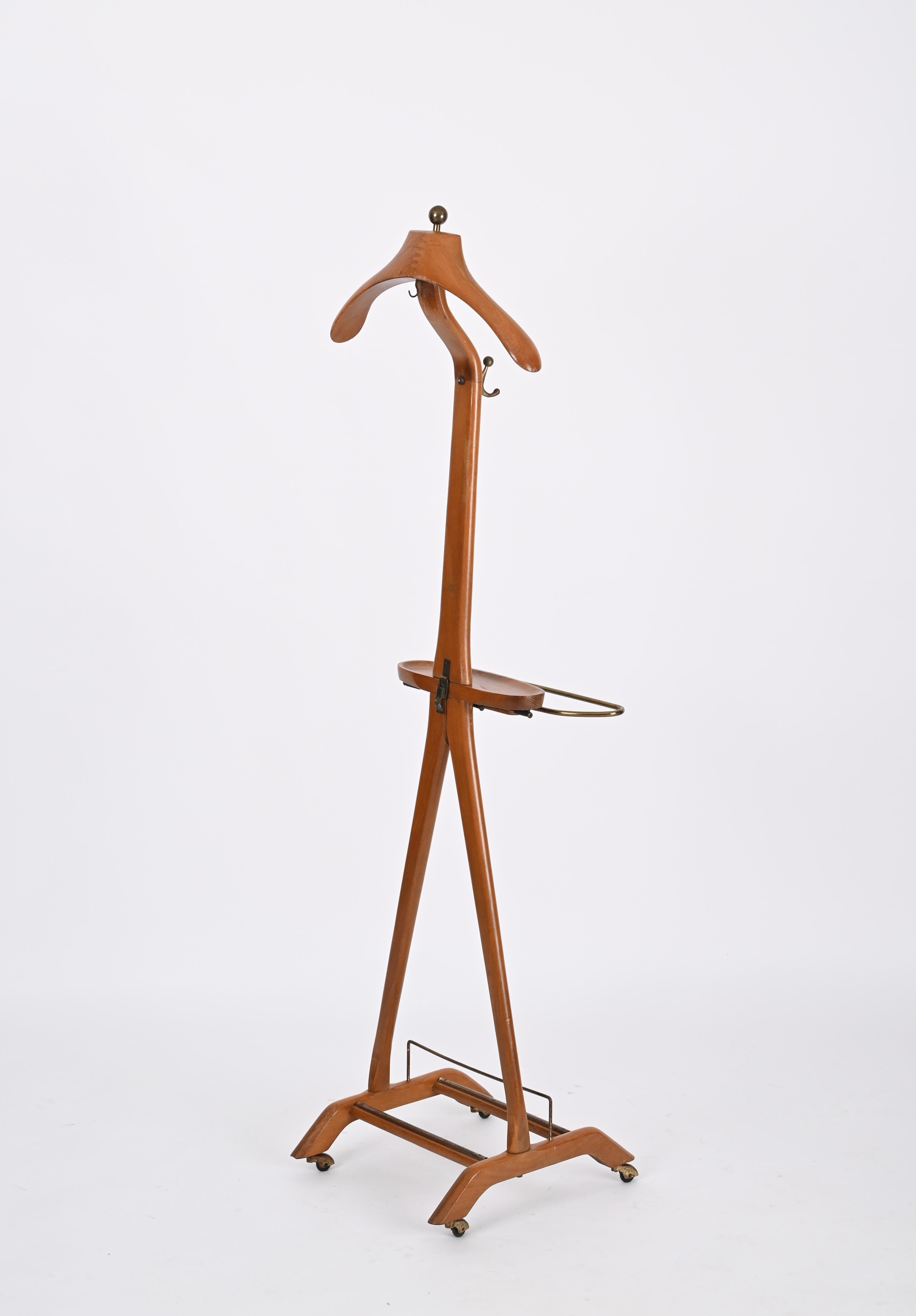 Valet in Beech and Brass by Ico Parisi for Fratelli Reguitti, Italy, 1960s In Good Condition In Roma, IT