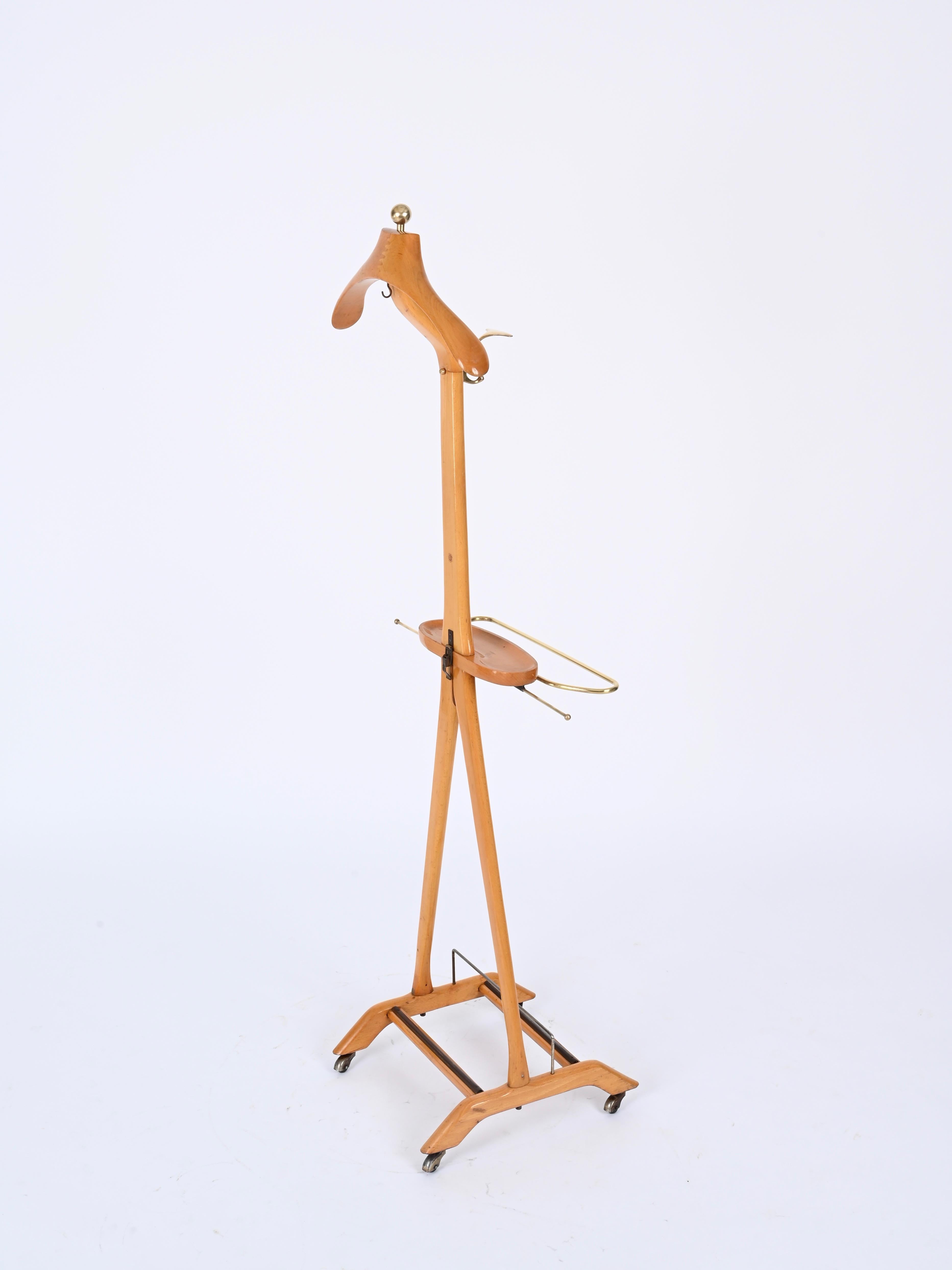 20th Century Valet in Beech and Brass by Ico Parisi for Fratelli Reguitti, Italy, 1960s For Sale