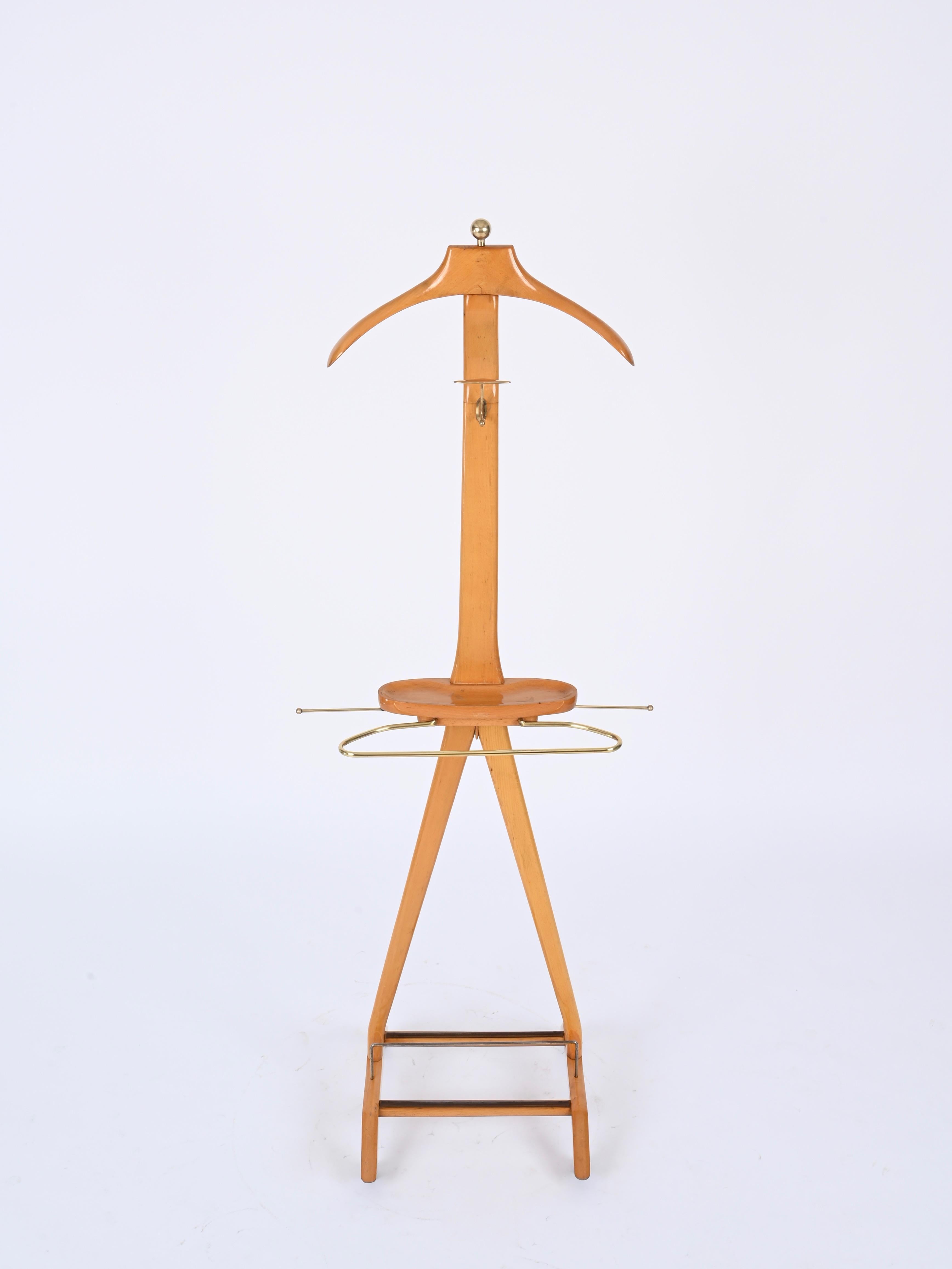Valet in Beech and Brass by Ico Parisi for Fratelli Reguitti, Italy, 1960s For Sale 1