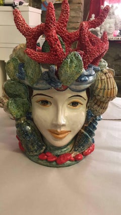 Valet Moro Woman and Man Ceramic Sicilian Heads