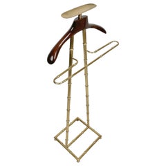Valet Stand Faux Bamboo Brass & Wood Attributed to Jacques Adnet, France 1950s