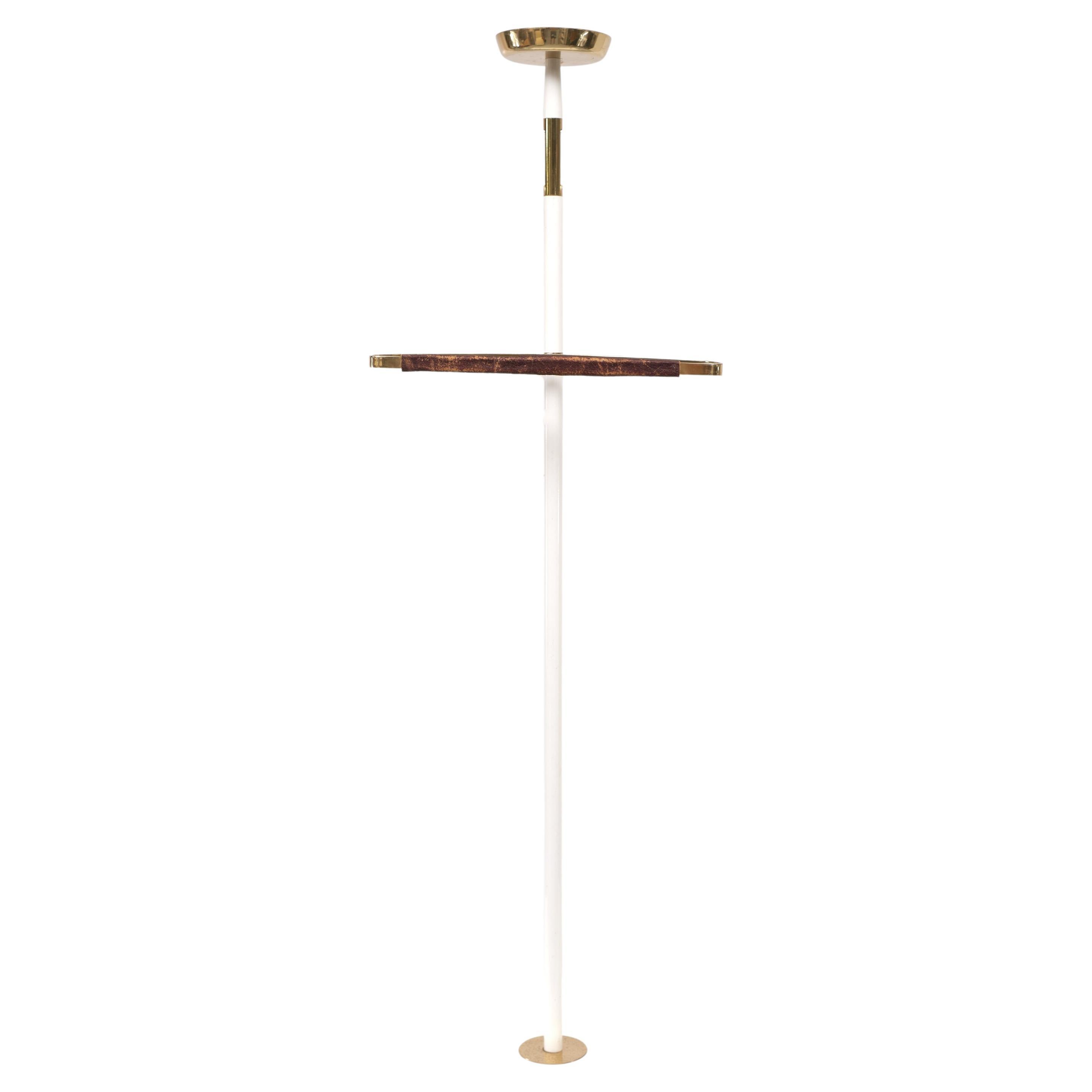 Very nice stylish valid stand . White upright comes with Brass details .Lucite 
coat hanger. Made by  Vereinigte Werkstätten München, Germany, circa 1955.  
 Please don't hesitate to reach out for alternative shipping quotes