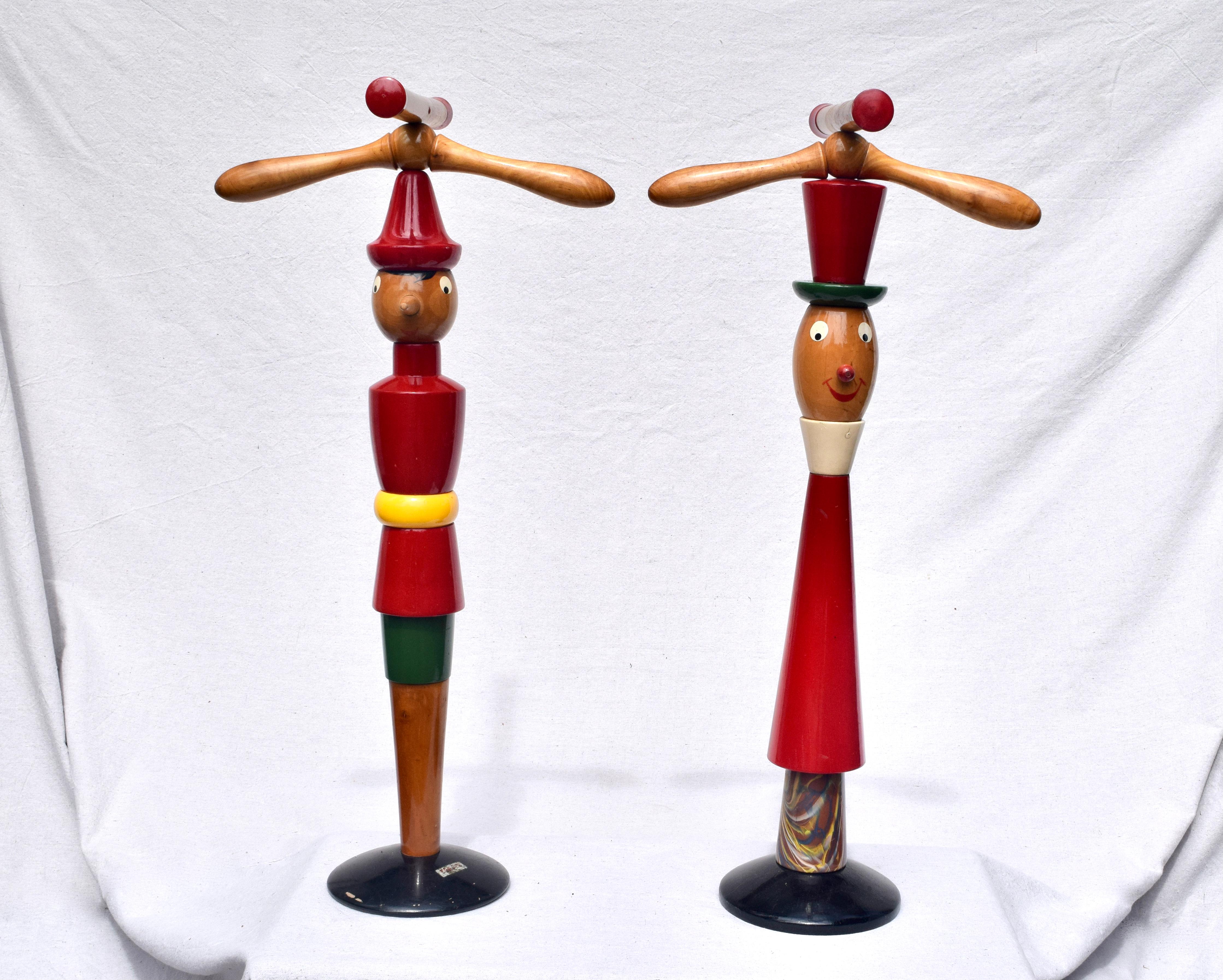 Maple Valet Stands Pinocchio & Jiminy Cricket, 1940s Italian Design For Sale