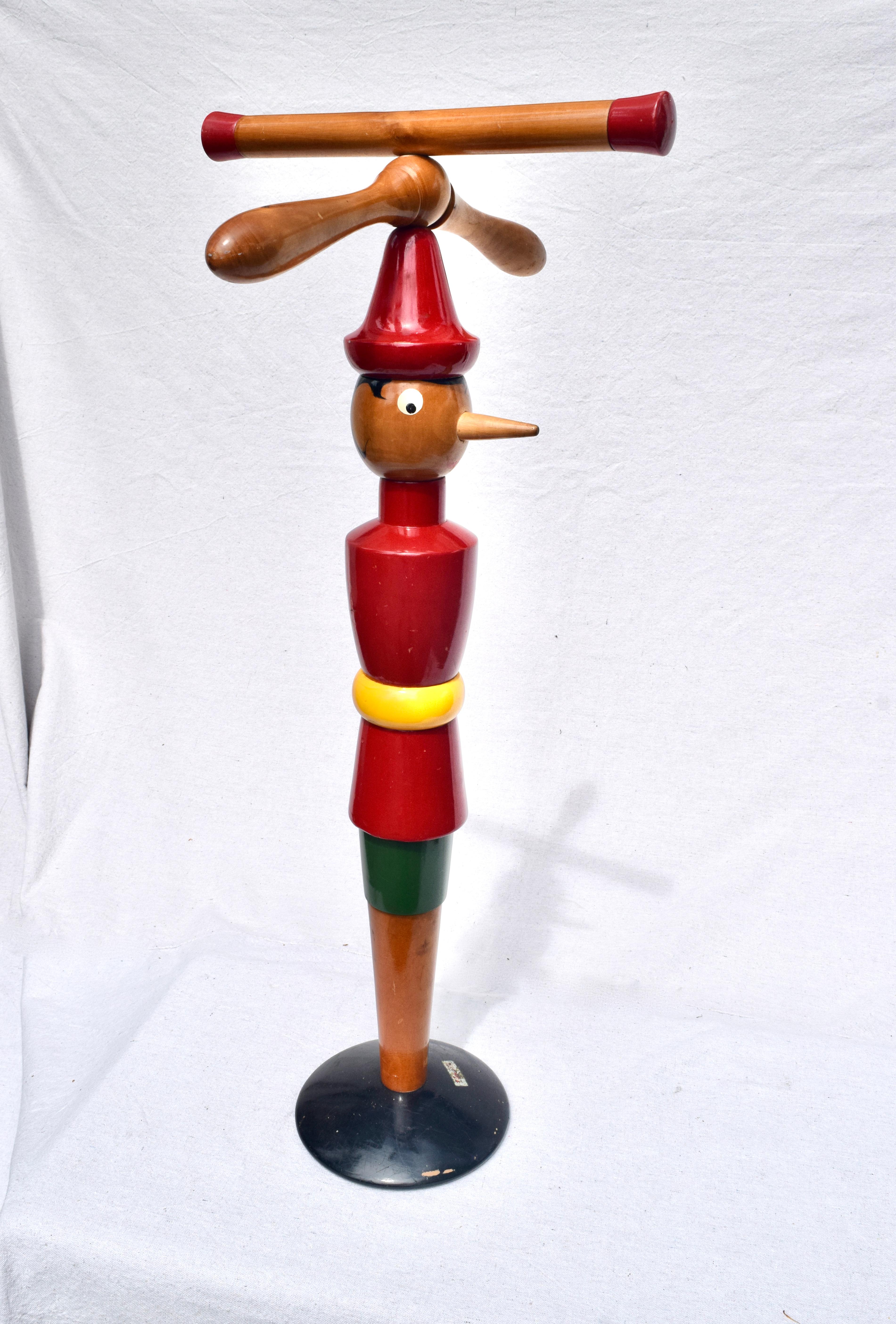 Mid-Century Modern Valet Stands Pinocchio & Jiminy Cricket, 1940s Italian Design For Sale