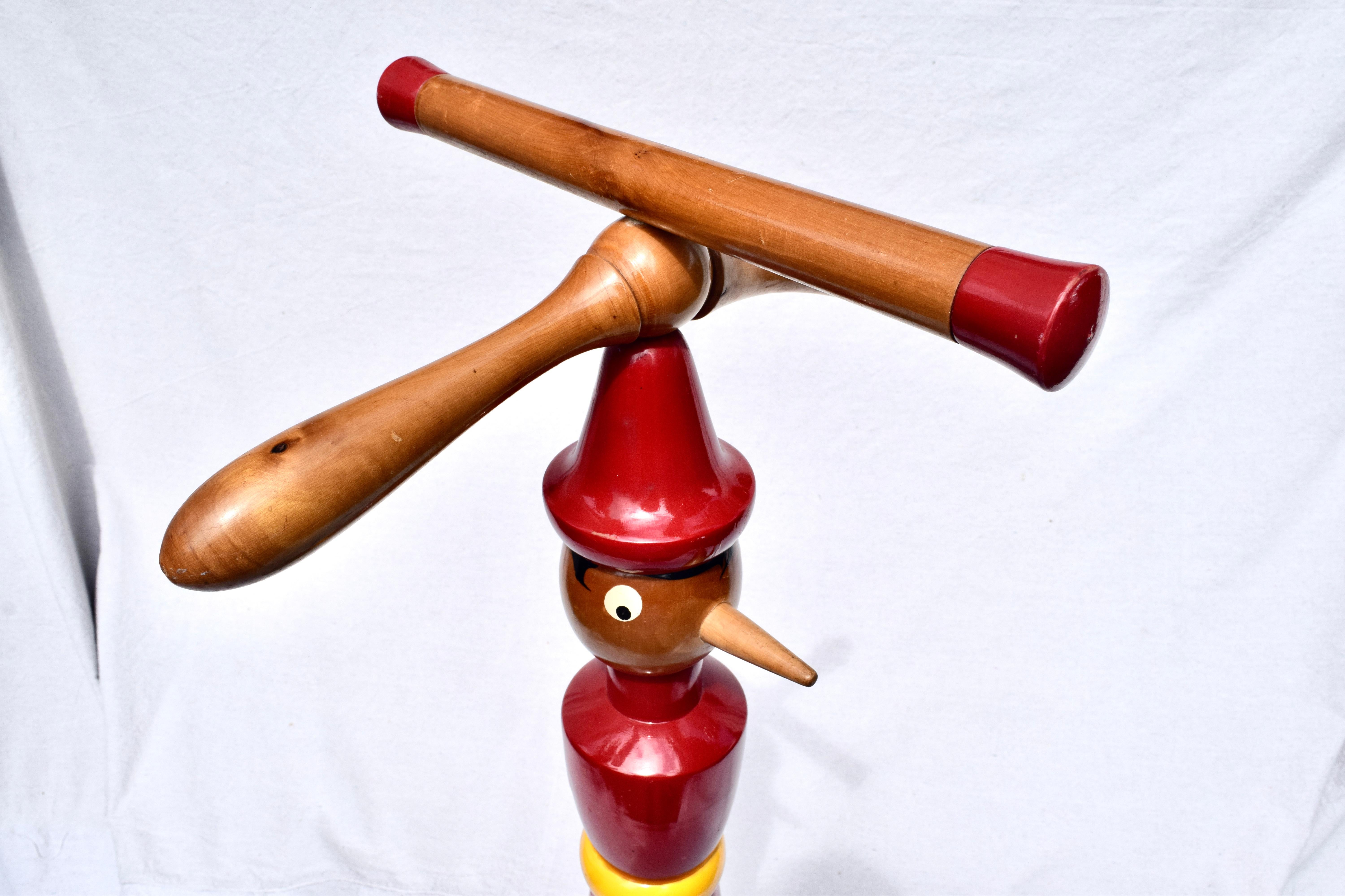 Lacquered Valet Stands Pinocchio & Jiminy Cricket, 1940s Italian Design For Sale