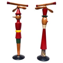 Vintage Valet Stands Pinocchio & Jiminy Cricket, 1940s Italian Design