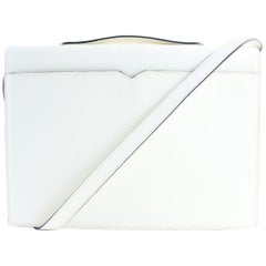Vintage Valextra Casual Briefcase 2way 21mr0417 White Leather Cross Body Bag