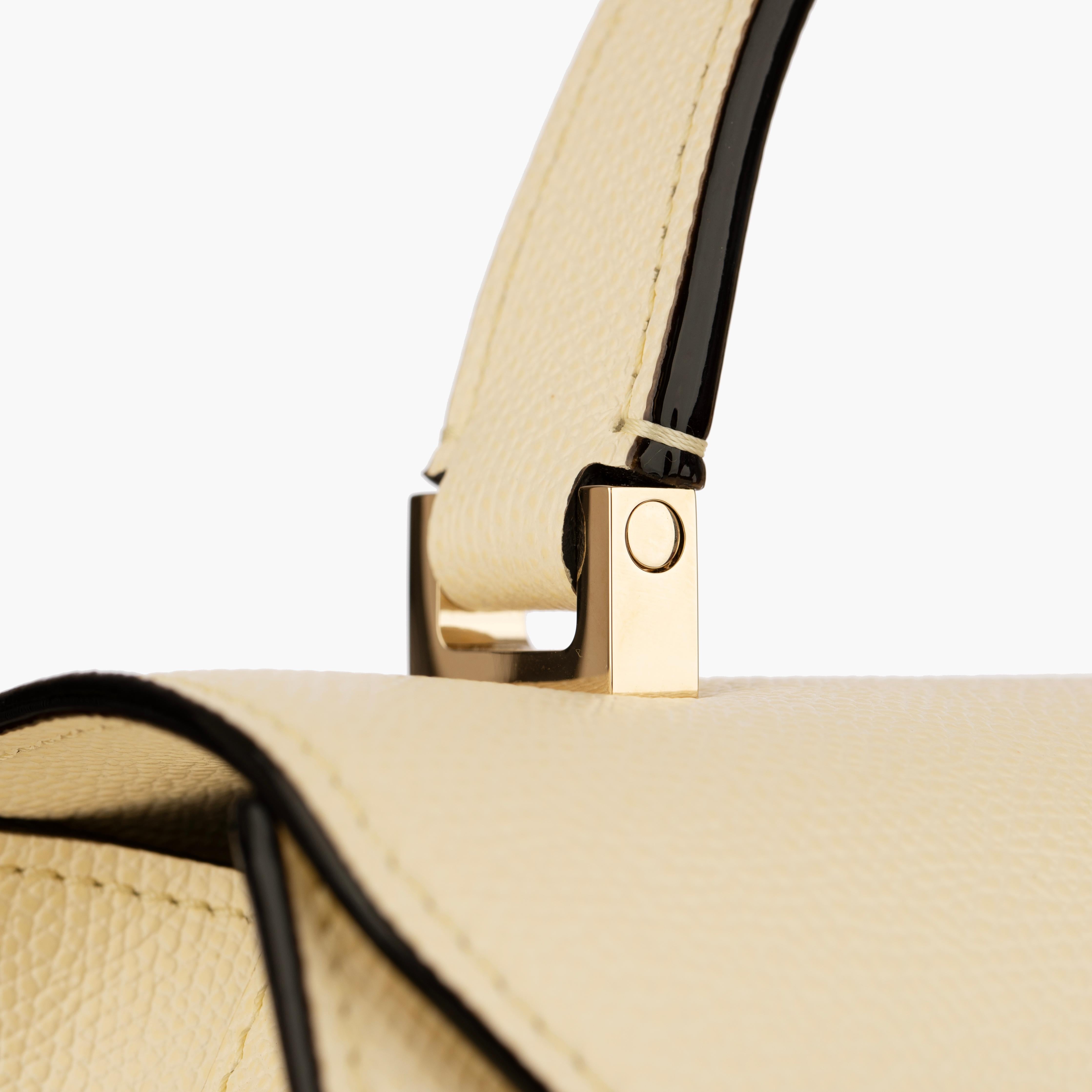 Valextra Iside - Sac à poignée moyenne en cuir blanc grainé Pergamena avec Gol en vente 5