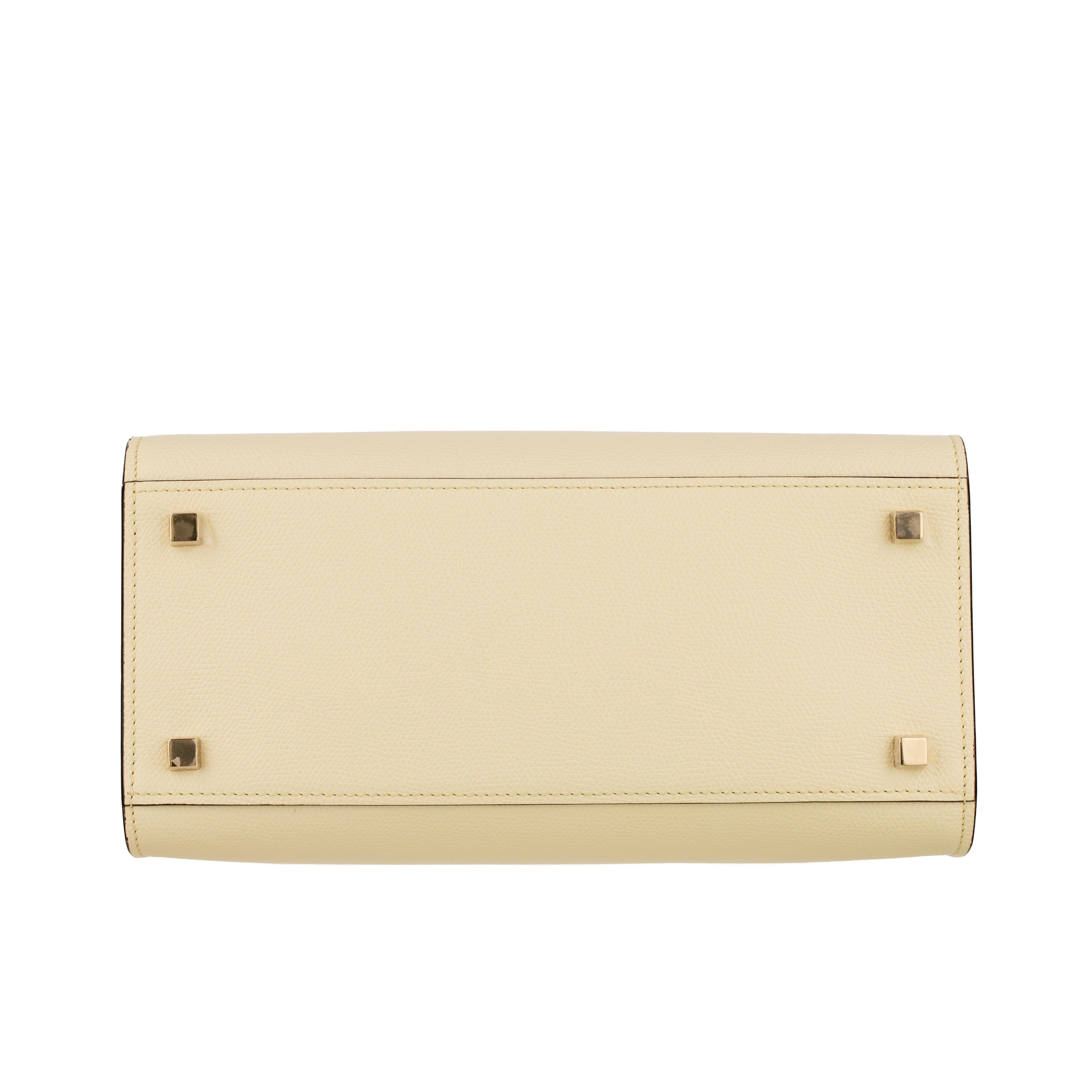 Valextra Iside - Sac à poignée moyenne en cuir blanc grainé Pergamena avec Gol en vente 10