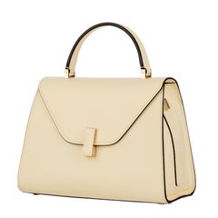 Valextra Iside Borsa a manico medio in pelle martellata bianca di Pergamena con Gol