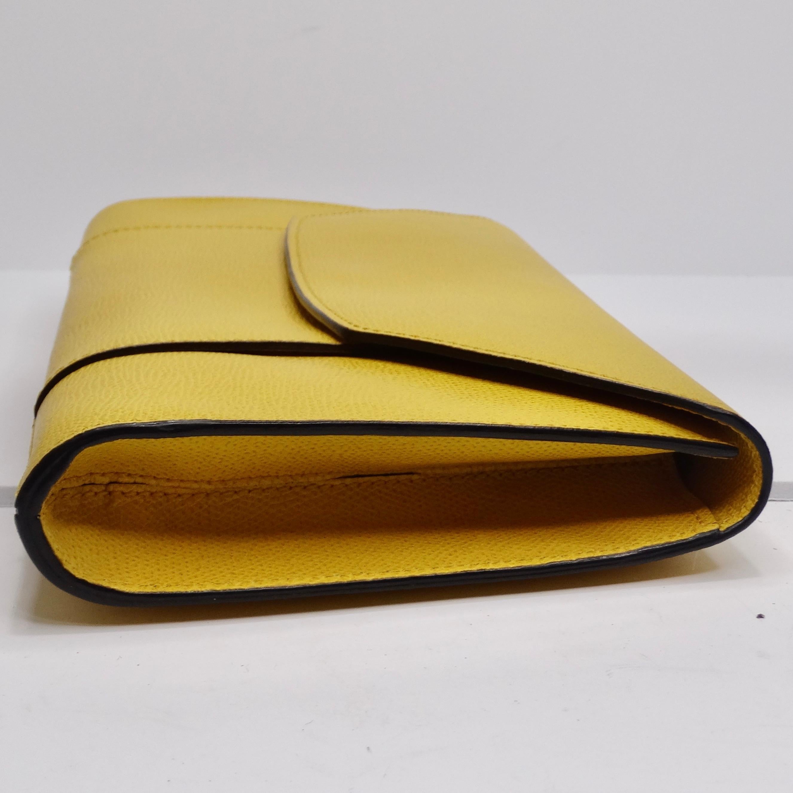 Women's or Men's Valextra Yellow Leather Clutch For Sale