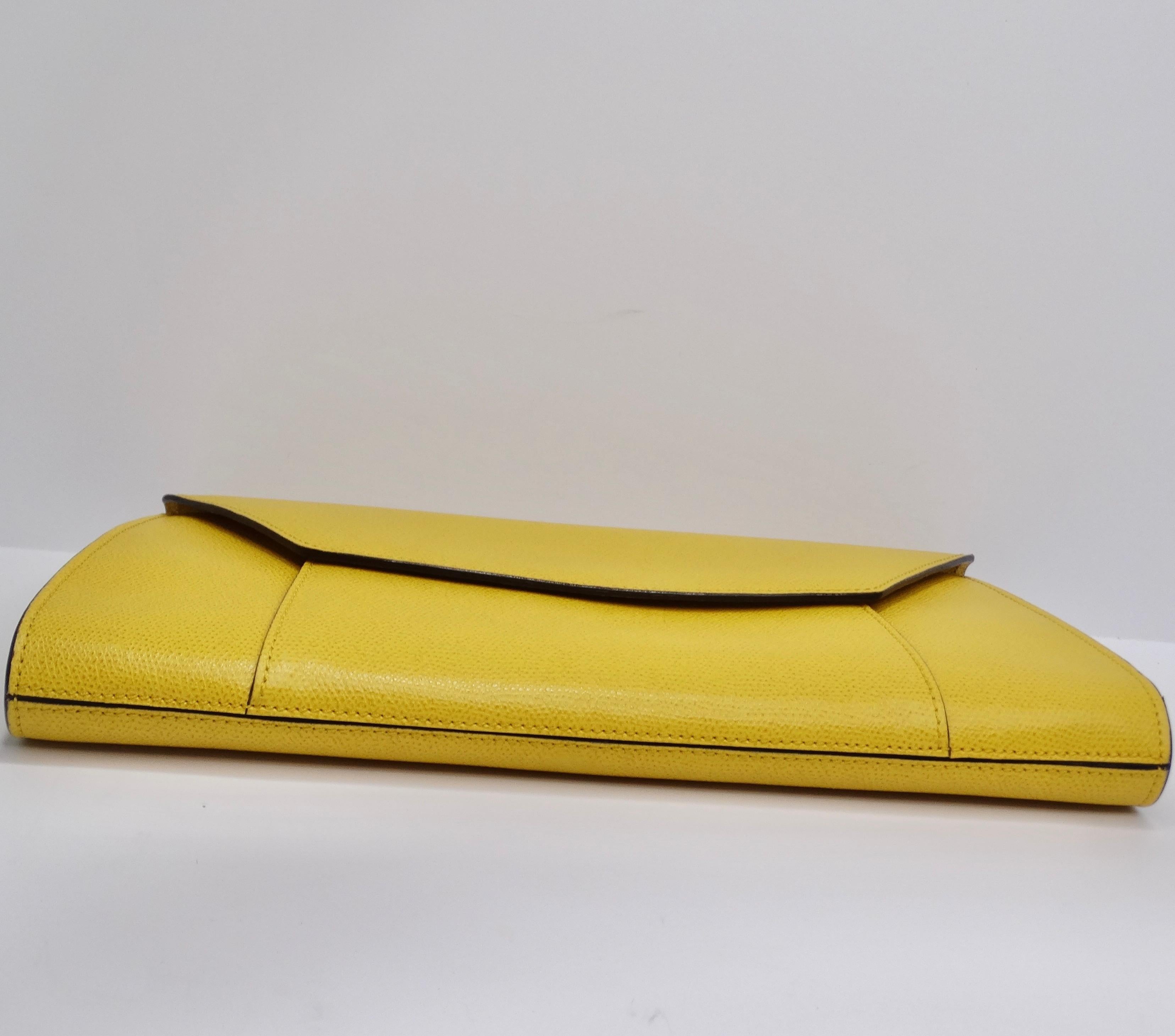 Valextra Yellow Leather Clutch For Sale 1