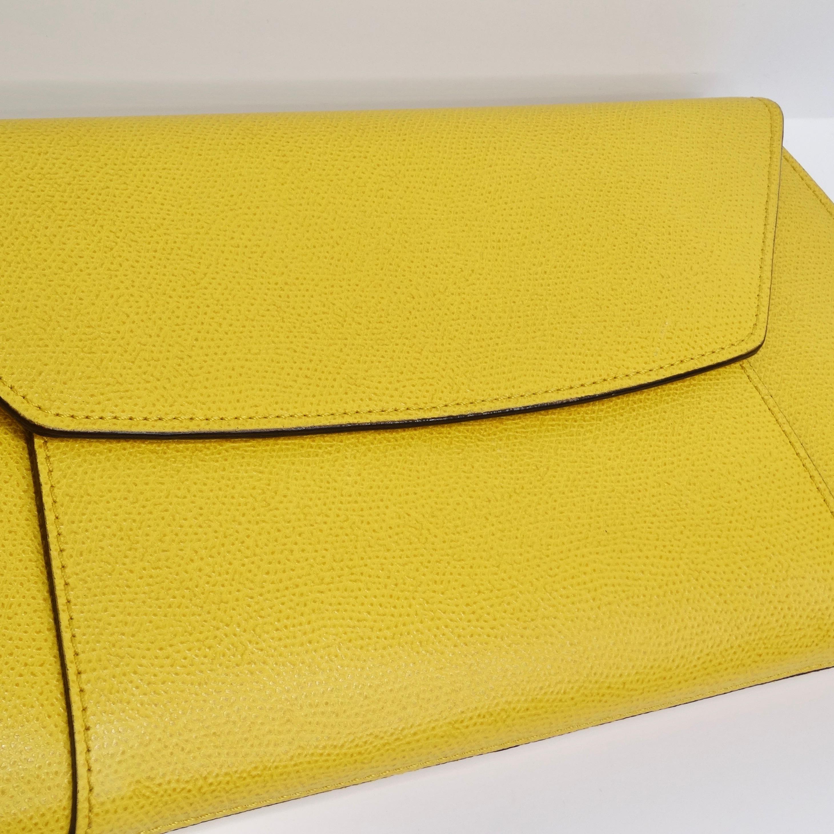 Valextra Yellow Leather Clutch For Sale 2