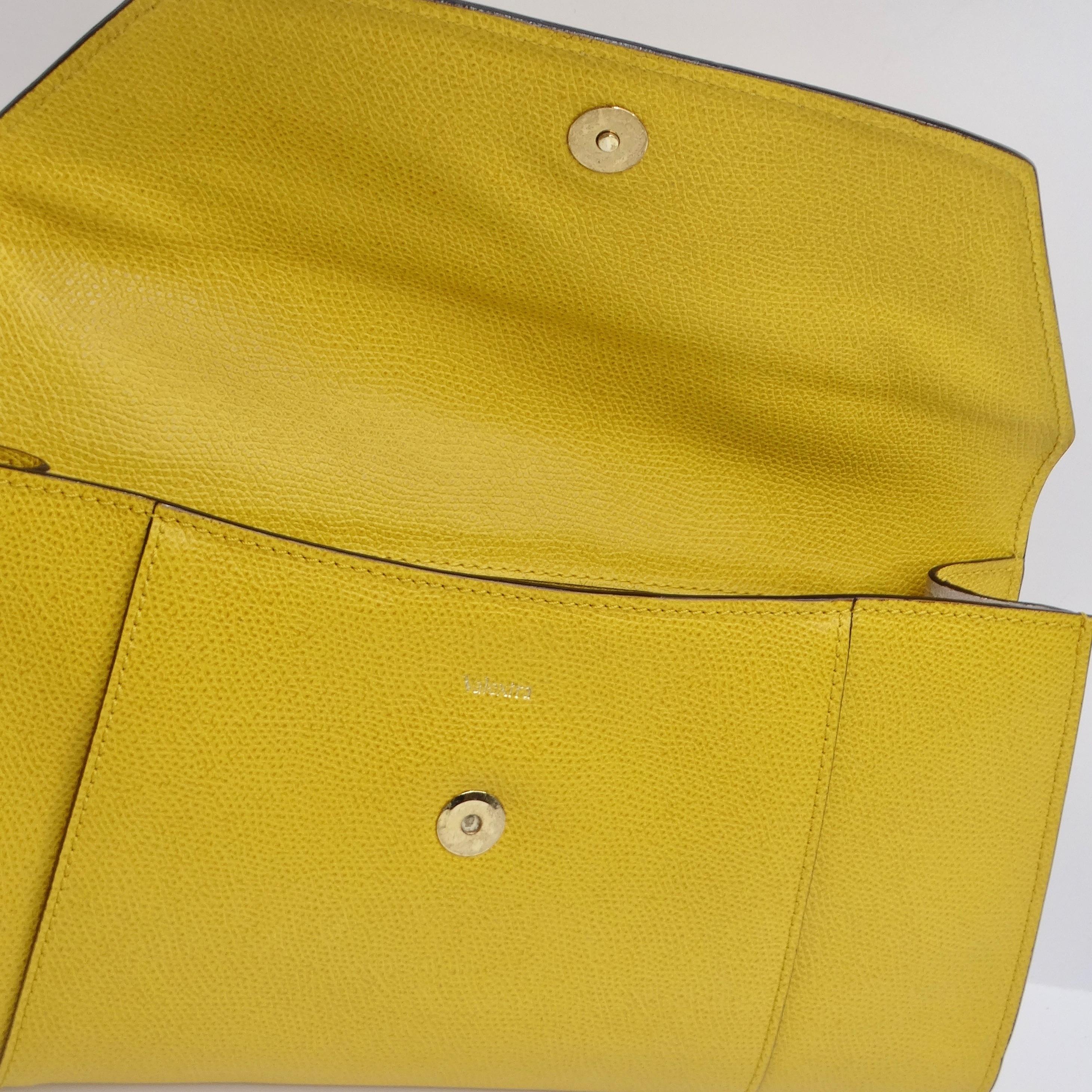 Valextra Yellow Leather Clutch For Sale 3
