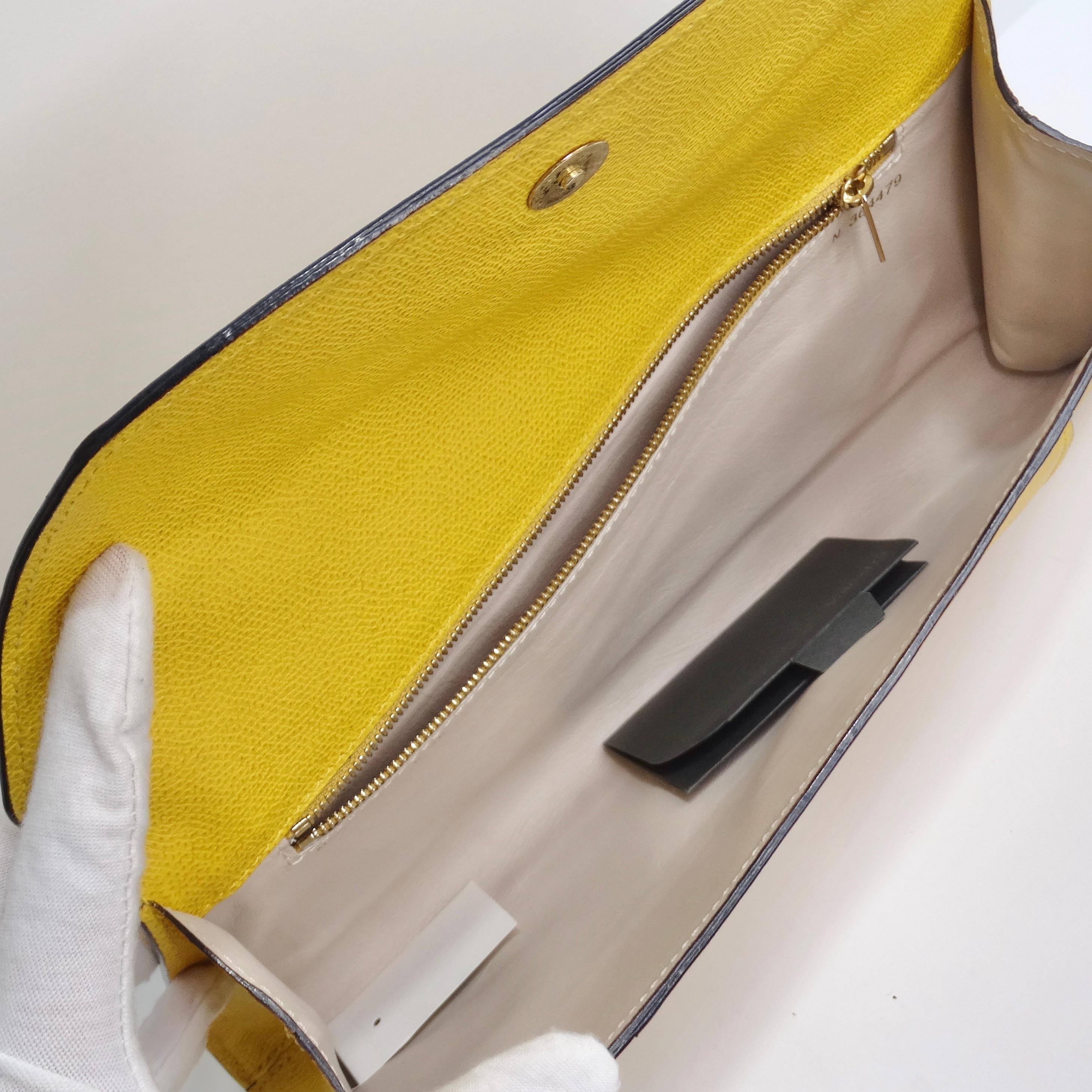 Valextra Yellow Leather Clutch For Sale 4