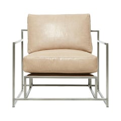 Sillón Valhalla de piel de pacana y níquel antiguo