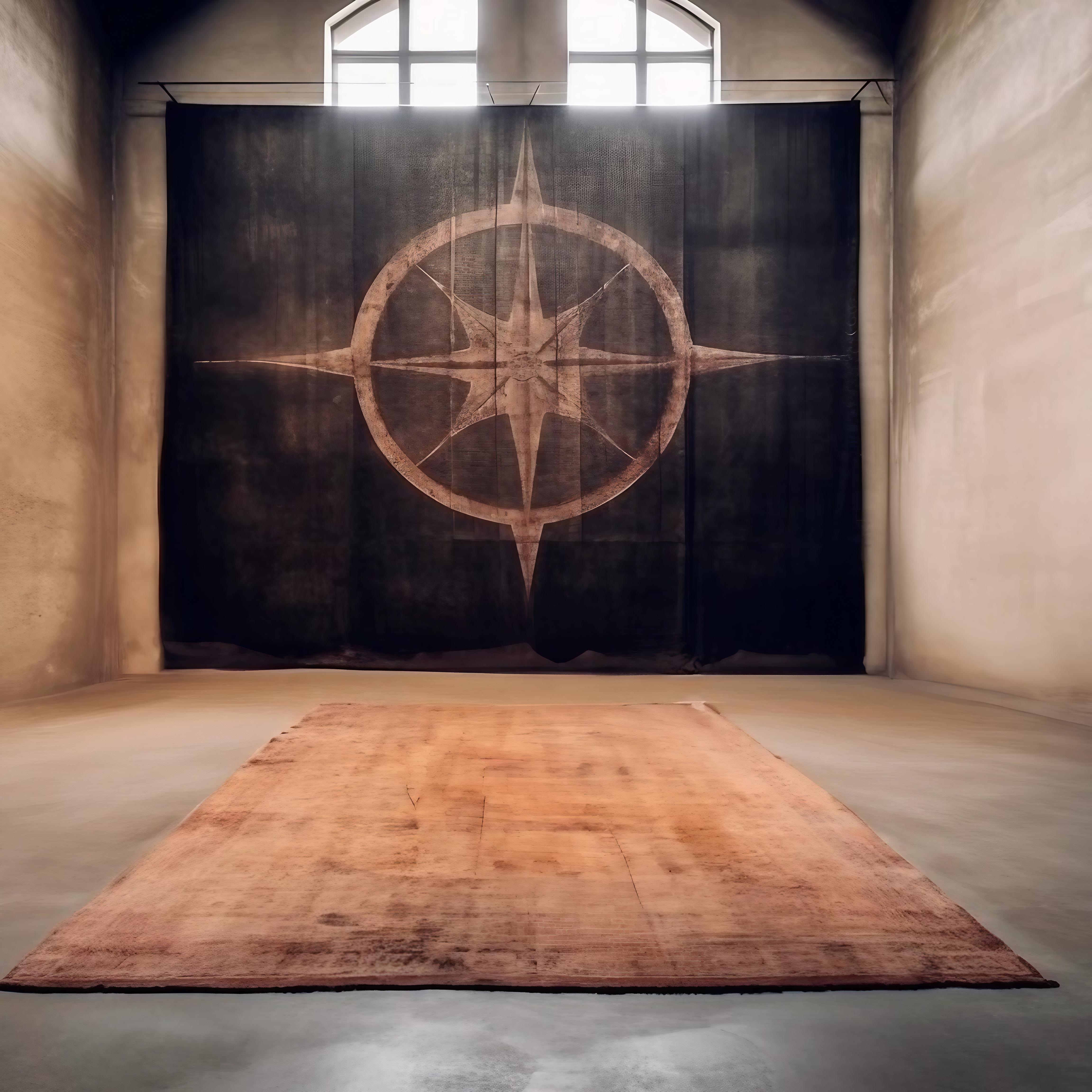 Channeling the grandeur of Norse mythology, the Valhalla Rug is a bold fusion of symbolism and artistry. Its central emblem, reminiscent of ancient navigational and celestial motifs, embodies strength, exploration, and the journey to greatness.