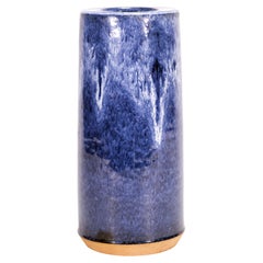 Valholm Keramik Denmark Blue Drip Glaze Vase, Scandinavian Modern