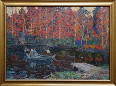 Autumn day at the Lake. Oil on canvas. 49x69 cm