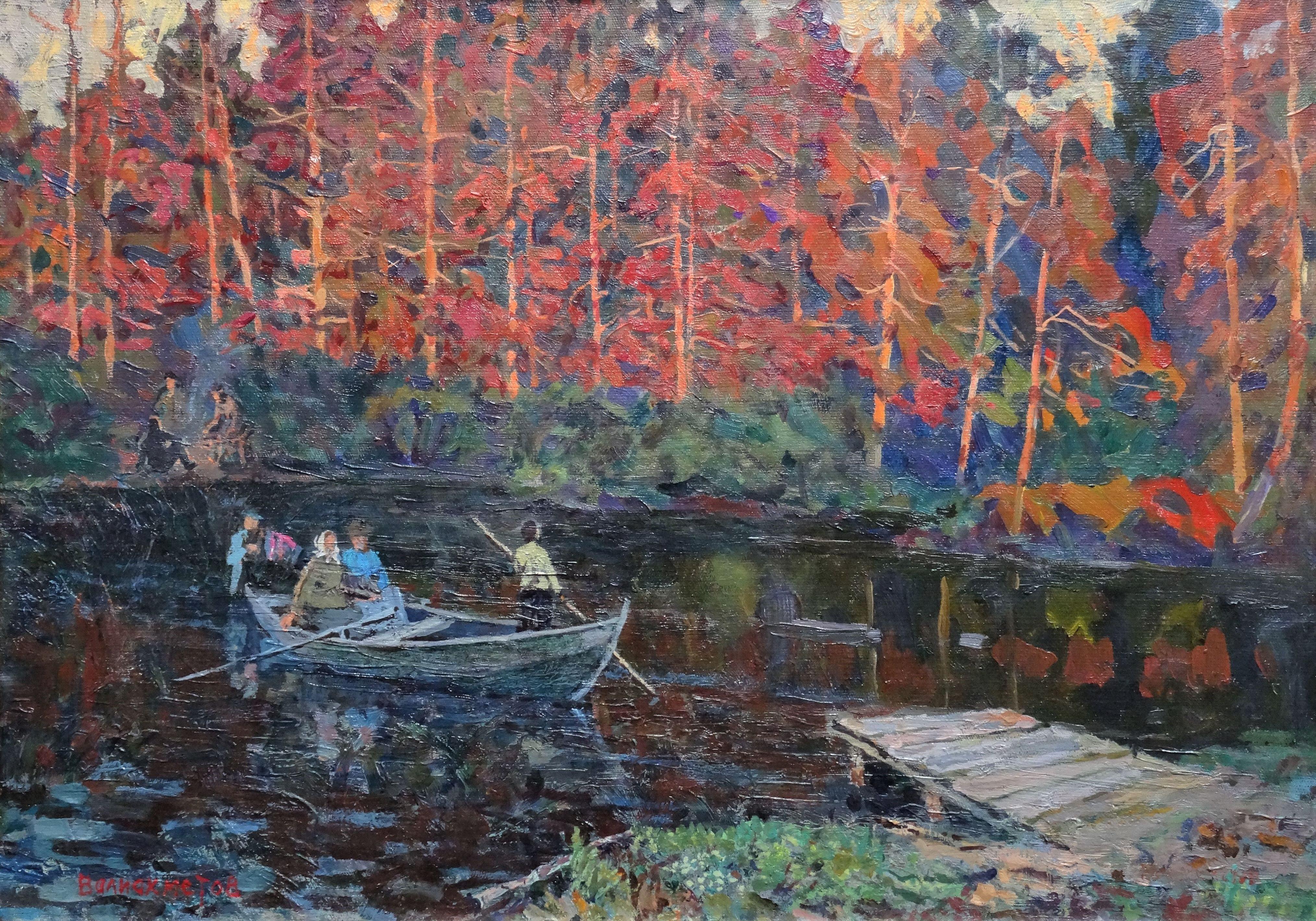Autumn day at the Lake. Oil on canvas. 49x69 cm