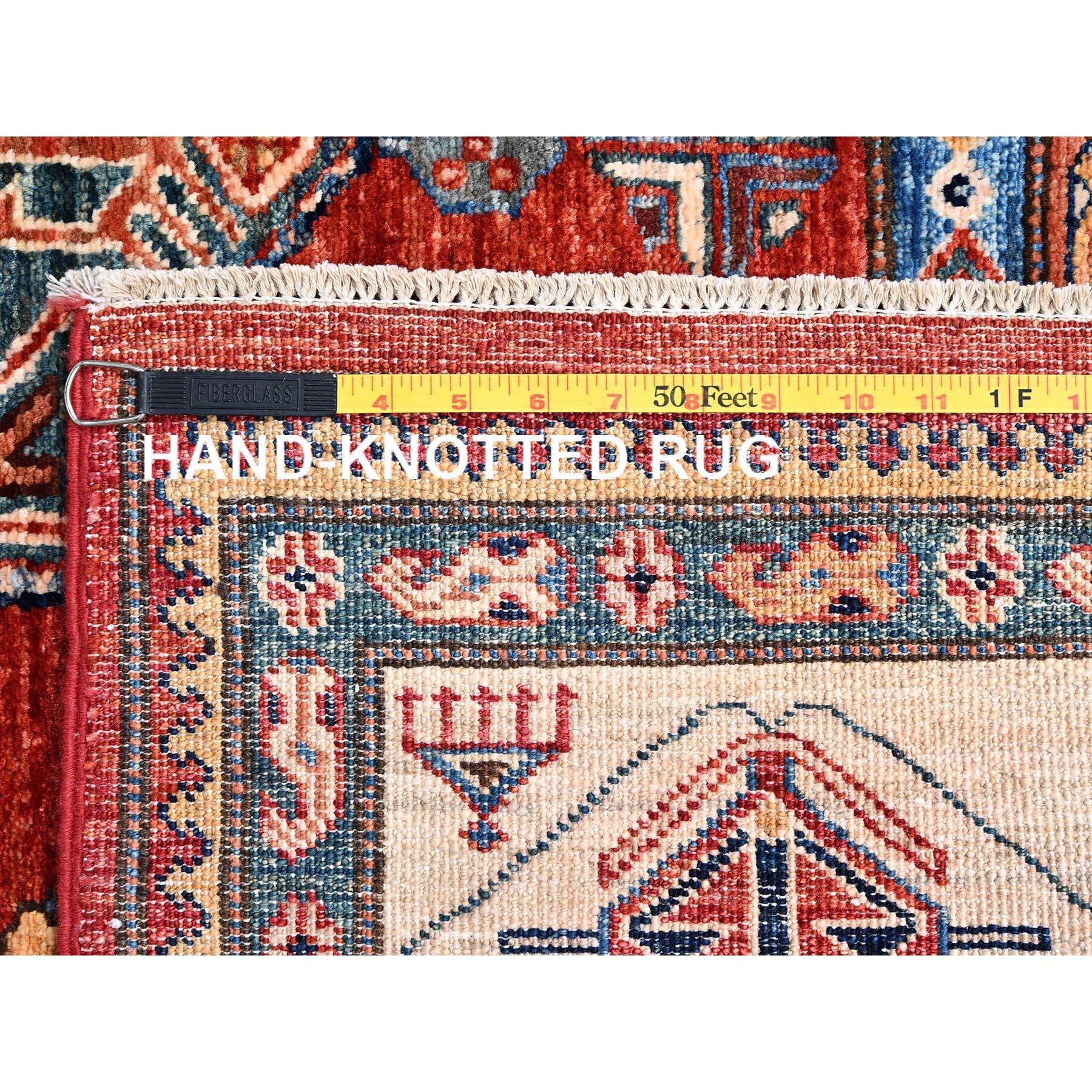 Valiant Poppy Red Wool Hand Knotted Afghan Super Kazak Oriental Rug 8'2
