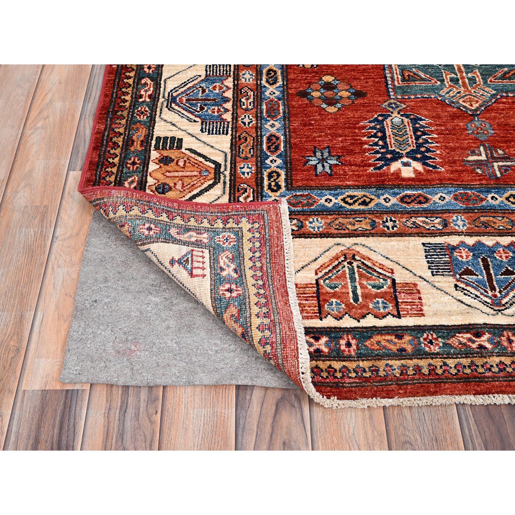 Valiant Poppy Red Wool Hand Knotted Afghan Super Kazak Oriental Rug 8'2