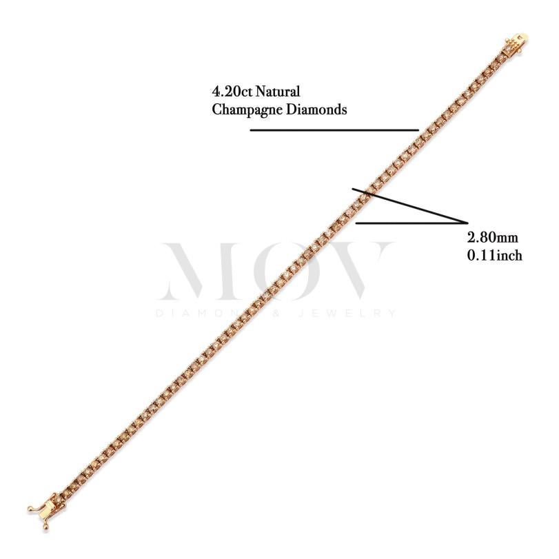 4.20ct Champagne Diamond Tennis Bracelet For Sale 1