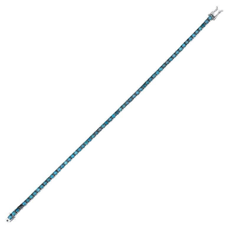 4.42ct Blue Diamond Tennis Bracelet For Sale
